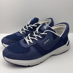 Zeba Navy Blue White Slip-On Walking Shoes Men Size 14 Comfort Athletic Sneakers